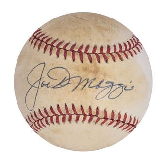 Joe DiMaggio Signed OAL Brown Baseball (PSA/DNA)